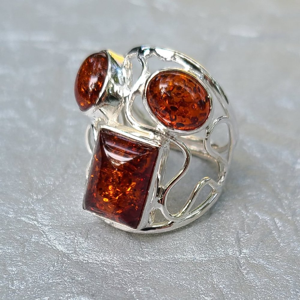 Baltic Amber Ring Sterling Silver-Amber Jewelry-Amber Ring